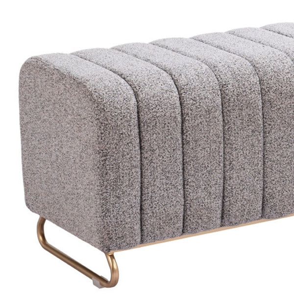 Homeroots 47" Stylish Gray And Gold Boucle Upholstered Bench – Chic Seating Solution For Any Space   602309