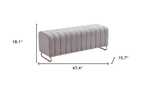 Homeroots 47" Stylish Gray And Gold Boucle Upholstered Bench – Chic Seating Solution For Any Space   602309