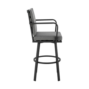 English Elm Ellan 26" Outdoor Swivel Counter Stool with Weather-Resistant Upholstery and Rust-Free Aluminum Frame Gray B2736P354280