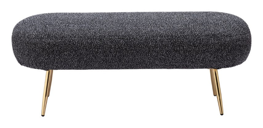 Homeroots 47" Black And Gold Boucle Upholstered Bench – Stylish Entryway Seating With Durable Design & Storage   602310