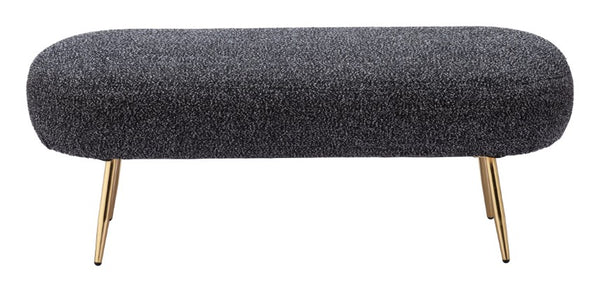 Homeroots 47" Black And Gold Boucle Upholstered Bench – Stylish Entryway Seating With Durable Design & Storage   602310