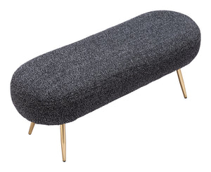 Homeroots 47" Black And Gold Boucle Upholstered Bench – Stylish Entryway Seating With Durable Design & Storage   602310