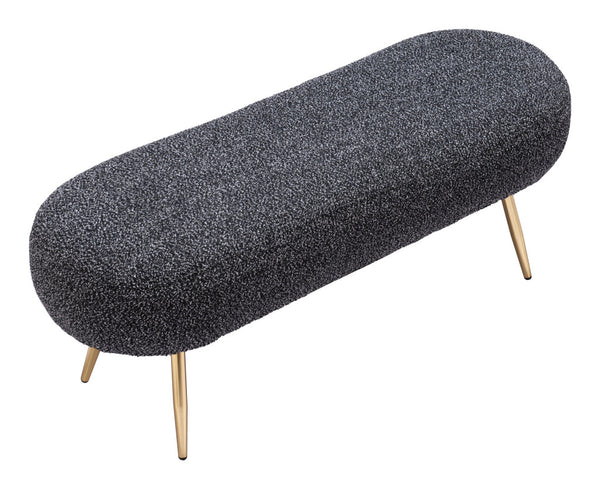 Homeroots 47" Black And Gold Boucle Upholstered Bench – Stylish Entryway Seating With Durable Design & Storage   602310