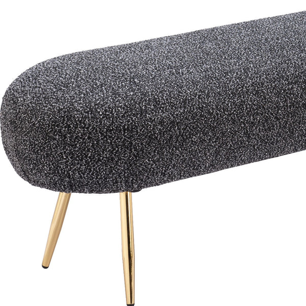 Homeroots 47" Black And Gold Boucle Upholstered Bench – Stylish Entryway Seating With Durable Design & Storage   602310