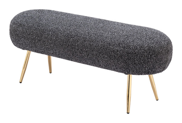 Homeroots 47" Black And Gold Boucle Upholstered Bench – Stylish Entryway Seating With Durable Design & Storage   602310