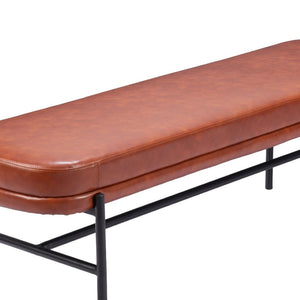 Homeroots 62" Brown Faux Leather Upholstered Bench With Drink Tray - Stylish Storage & Seating Solution!   602312