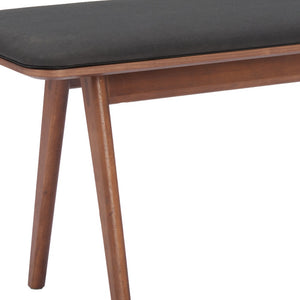 Homeroots 59" Stylish Black Upholstered Bench With Walnut Wood Frame - Perfect For Hallways & Entryways!   602314