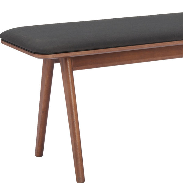 Homeroots 59" Stylish Black Upholstered Bench With Walnut Wood Frame - Perfect For Hallways & Entryways!   602314