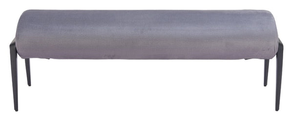 Homeroots 54" Gray And Black Velvet Upholstered Bench - Stylish Storage Solution For Hallways And Entrances   602316