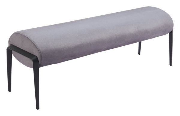 Homeroots 54" Gray And Black Velvet Upholstered Bench - Stylish Storage Solution For Hallways And Entrances   602316