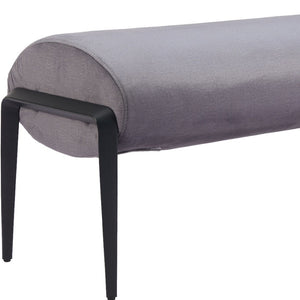 Homeroots 54" Gray And Black Velvet Upholstered Bench - Stylish Storage Solution For Hallways And Entrances   602316