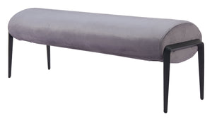 Homeroots 54" Gray And Black Velvet Upholstered Bench - Stylish Storage Solution For Hallways And Entrances   602316