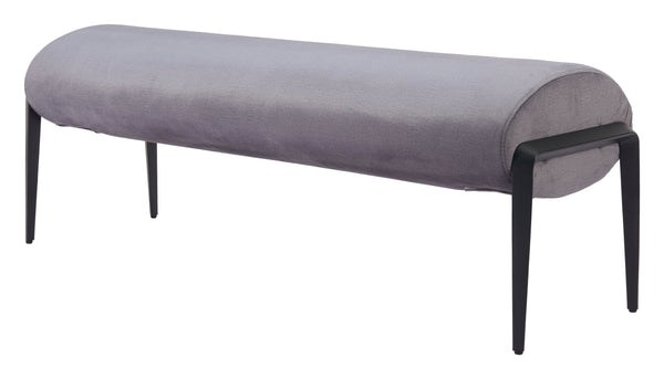 Homeroots 54" Gray And Black Velvet Upholstered Bench - Stylish Storage Solution For Hallways And Entrances   602316