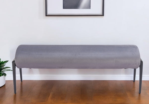 Homeroots 54" Gray And Black Velvet Upholstered Bench - Stylish Storage Solution For Hallways And Entrances   602316