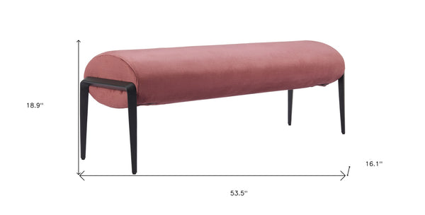 Homeroots 54" Brown Velvet Upholstered Bench With Black Steel Frame - Stylish Storage Solution For Any Room   602317