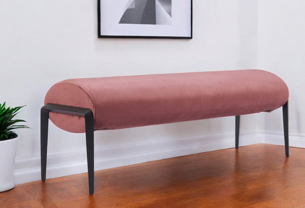 Homeroots 54" Brown Velvet Upholstered Bench With Black Steel Frame - Stylish Storage Solution For Any Room   602317