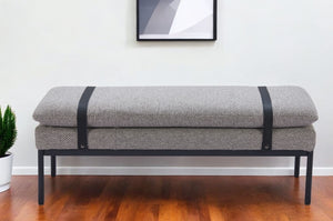 Homeroots 47" Gray And Black Fabric Upholstered Bench - Stylish Storage Solution For Entryway Or Hallway Decor   602319