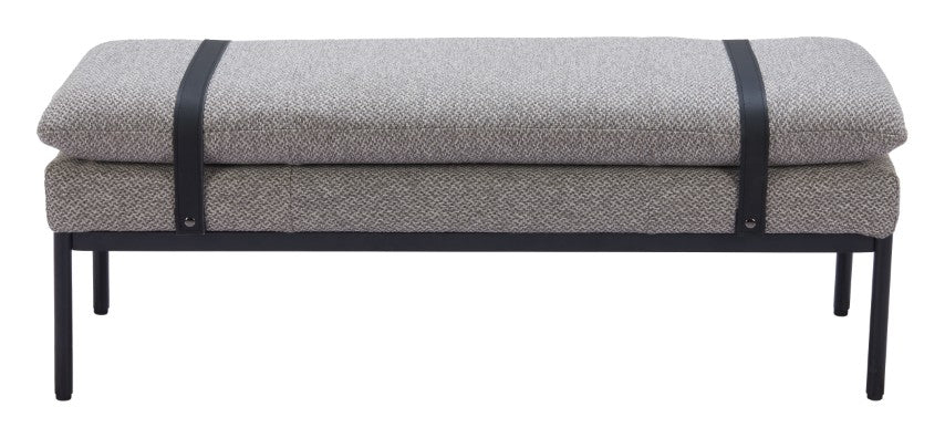 Homeroots 47" Gray And Black Fabric Upholstered Bench - Stylish Storage Solution For Entryway Or Hallway Decor   602319