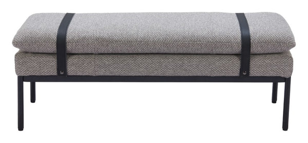 Homeroots 47" Gray And Black Fabric Upholstered Bench - Stylish Storage Solution For Entryway Or Hallway Decor   602319