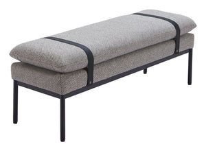 Homeroots 47" Gray And Black Fabric Upholstered Bench - Stylish Storage Solution For Entryway Or Hallway Decor   602319