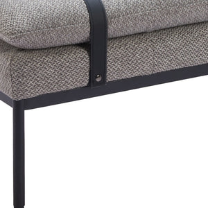Homeroots 47" Gray And Black Fabric Upholstered Bench - Stylish Storage Solution For Entryway Or Hallway Decor   602319