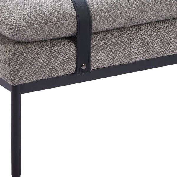 Homeroots 47" Gray And Black Fabric Upholstered Bench - Stylish Storage Solution For Entryway Or Hallway Decor   602319