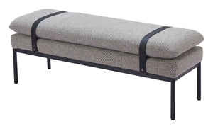 Homeroots 47" Gray And Black Fabric Upholstered Bench - Stylish Storage Solution For Entryway Or Hallway Decor   602319