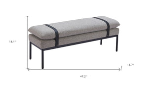 Homeroots 47" Gray And Black Fabric Upholstered Bench - Stylish Storage Solution For Entryway Or Hallway Decor   602319