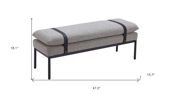 Homeroots 47" Gray And Black Fabric Upholstered Bench - Stylish Storage Solution For Entryway Or Hallway Decor   602319