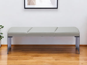 Homeroots 55" Gray Faux Leather Upholstered Bench - Stylish Storage Solution For Entryway, Hallway, Or Laundry Room   602323