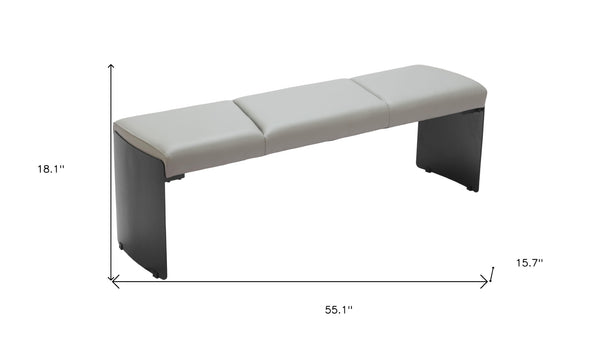 Homeroots 55" Gray Faux Leather Upholstered Bench - Stylish Storage Solution For Entryway, Hallway, Or Laundry Room   602323