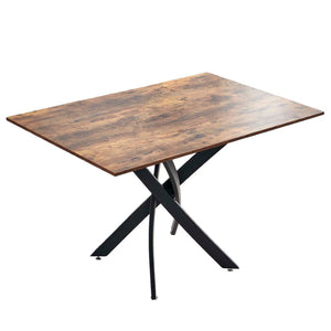 HomeRoots 47" Rustic Two-Tone Dining Table with Industrial Metal Cross Legs - Perfect for Small Spaces! 602332