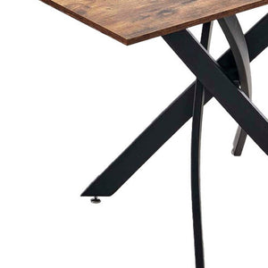 HomeRoots 47" Rustic Two-Tone Dining Table with Industrial Metal Cross Legs - Perfect for Small Spaces! 602332