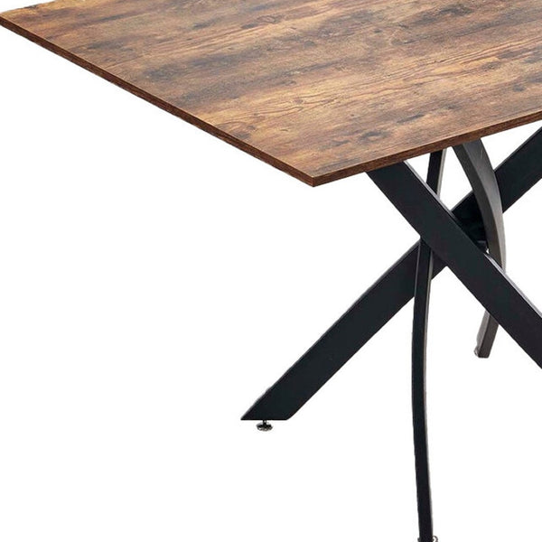 HomeRoots 47" Rustic Two-Tone Dining Table with Industrial Metal Cross Legs - Perfect for Small Spaces! 602332