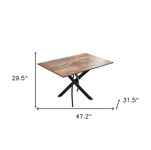 HomeRoots 47" Rustic Two-Tone Dining Table with Industrial Metal Cross Legs - Perfect for Small Spaces! 602332