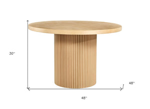 HomeRoots 48" Natural Wood Round Pedestal Dining Table - Stylish, Versatile Design for Modern Spaces & Gatherings 602333