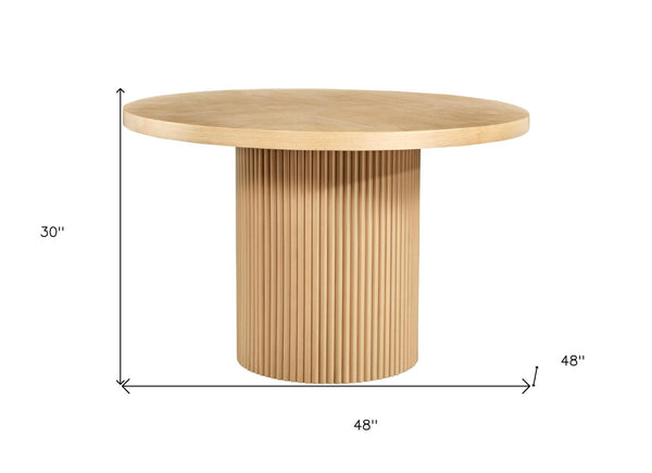HomeRoots 48" Natural Wood Round Pedestal Dining Table - Stylish, Versatile Design for Modern Spaces & Gatherings 602333
