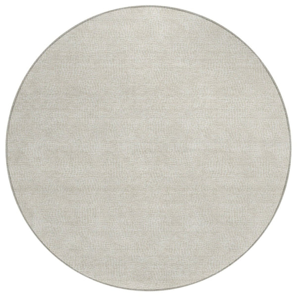 HomeRoots 5' Beige and Ivory Geometric Area Rug - Washable, Durable, Indoor-Outdoor Versatility for Any Space 8' Round 602337