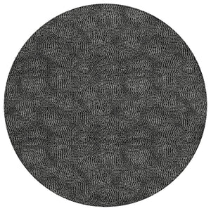 HomeRoots 5' Black and Ivory Geometric Indoor Outdoor Area Rug - Durable, Washable, Perfect for Any Space! 8' Round 602343