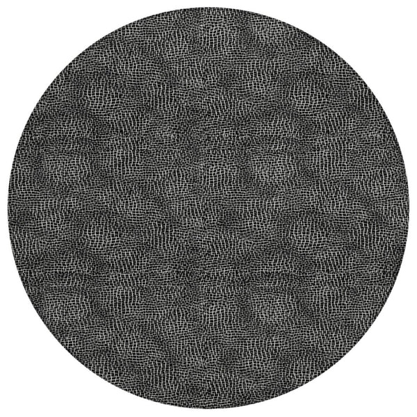 HomeRoots 5' Black and Ivory Geometric Indoor Outdoor Area Rug - Durable, Washable, Perfect for Any Space! 8' Round 602343