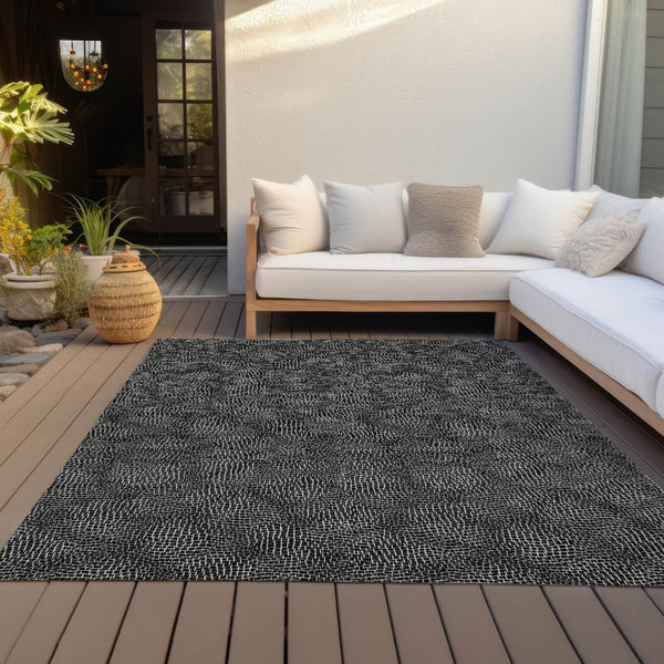 HomeRoots 9' Black and Ivory Geometric Area Rug - Washable, Durable, Stylish for Indoor and Outdoor Use! 602345