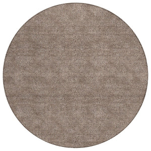 HomeRoots 5' Geometric Brown and Ivory Washable Area Rug for Indoor and Outdoor Use – Stylish and Durable Décor 8' Round 602349