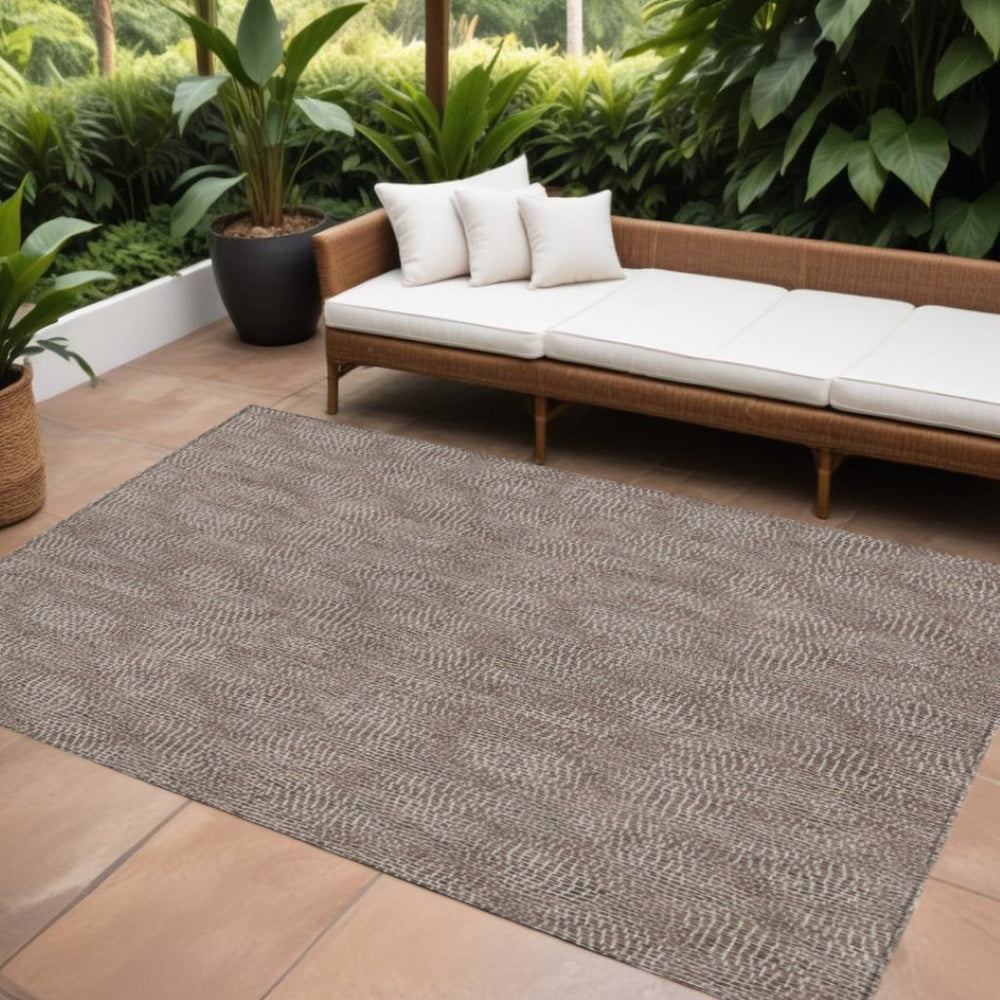 HomeRoots 5' Geometric Brown and Ivory Washable Area Rug for Indoor and Outdoor Use – Stylish and Durable Décor 8' X 10' 602350