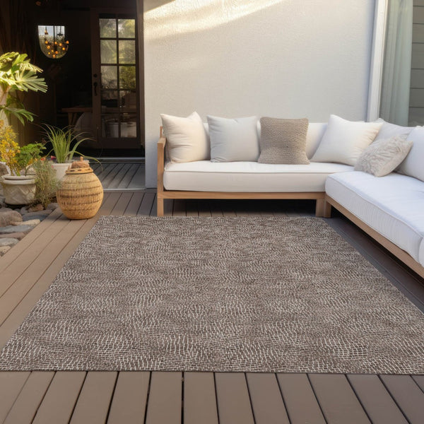 HomeRoots 9' Stylish Brown and Ivory Geometric Area Rug - Washable, Durable, Indoor/Outdoor Essential for Any Space 602351