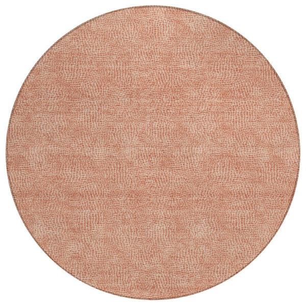 HomeRoots 5' Copper and Ivory Geometric Area Rug - Stylish, Washable, Durable for Indoor and Outdoor Spaces 8' Round 602355
