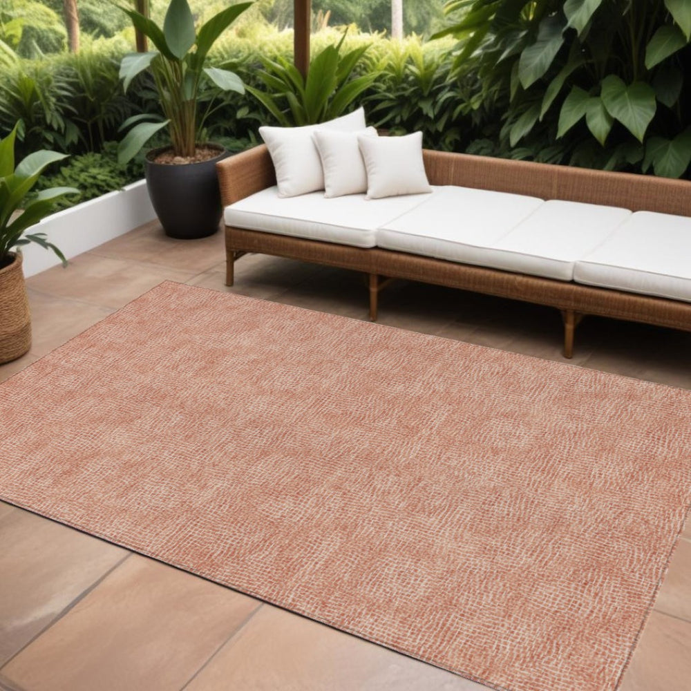 HomeRoots 9' X 12' Copper and Ivory Geometric Area Rug – Washable, Stylish, Durable for Indoor/Outdoor Spaces 602357
