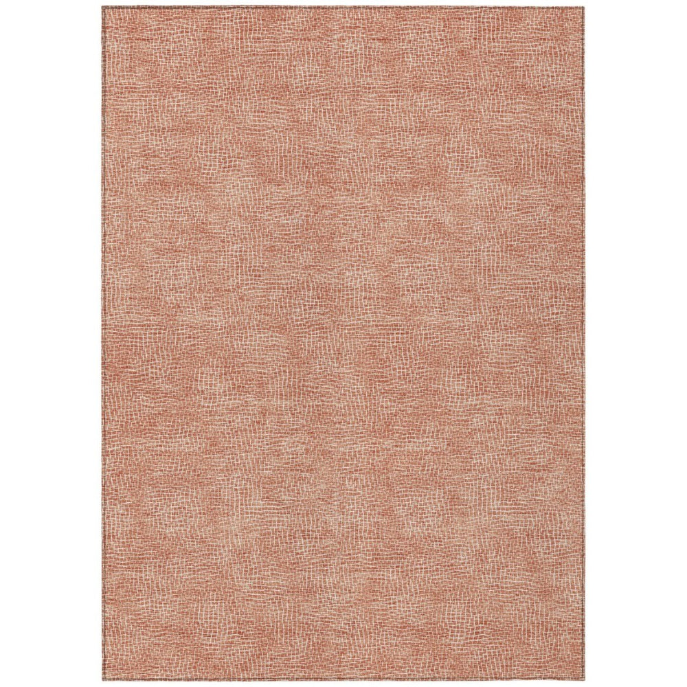 HomeRoots 9' X 12' Copper and Ivory Geometric Area Rug – Washable, Stylish, Durable for Indoor/Outdoor Spaces 602357