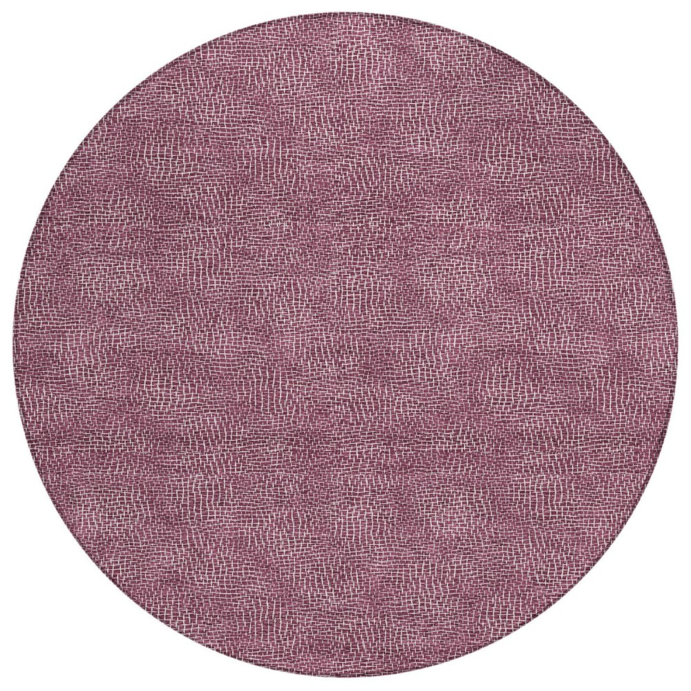HomeRoots 5' Modern Eggplant and Ivory Geometric Area Rug - Durable, Washable Design for Indoor & Outdoor Use 8' Round 602361