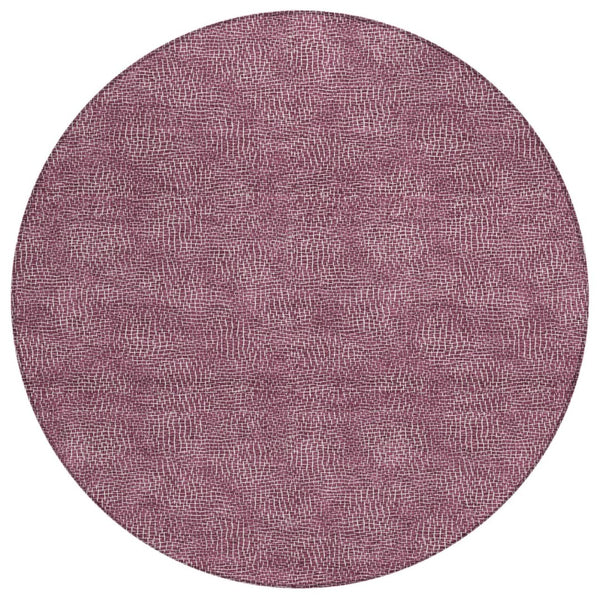 HomeRoots 5' Modern Eggplant and Ivory Geometric Area Rug - Durable, Washable Design for Indoor & Outdoor Use 8' Round 602361