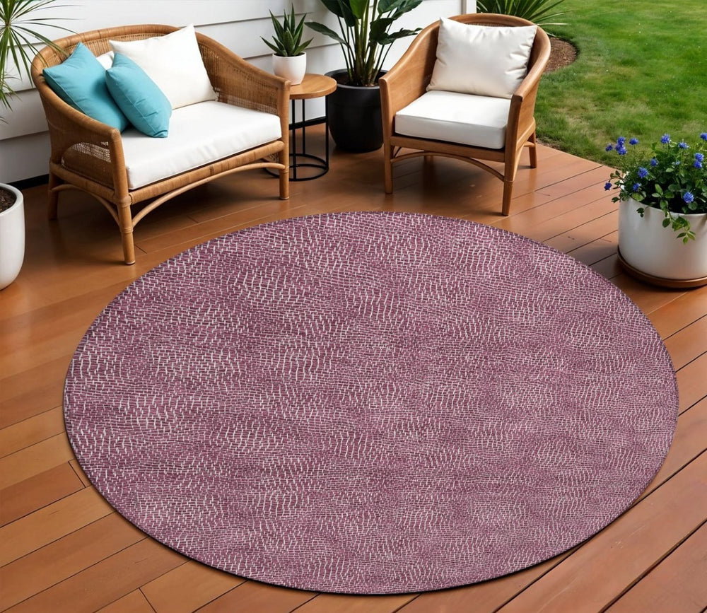 HomeRoots 5' Modern Eggplant and Ivory Geometric Area Rug - Durable, Washable Design for Indoor & Outdoor Use 8' Round 602361